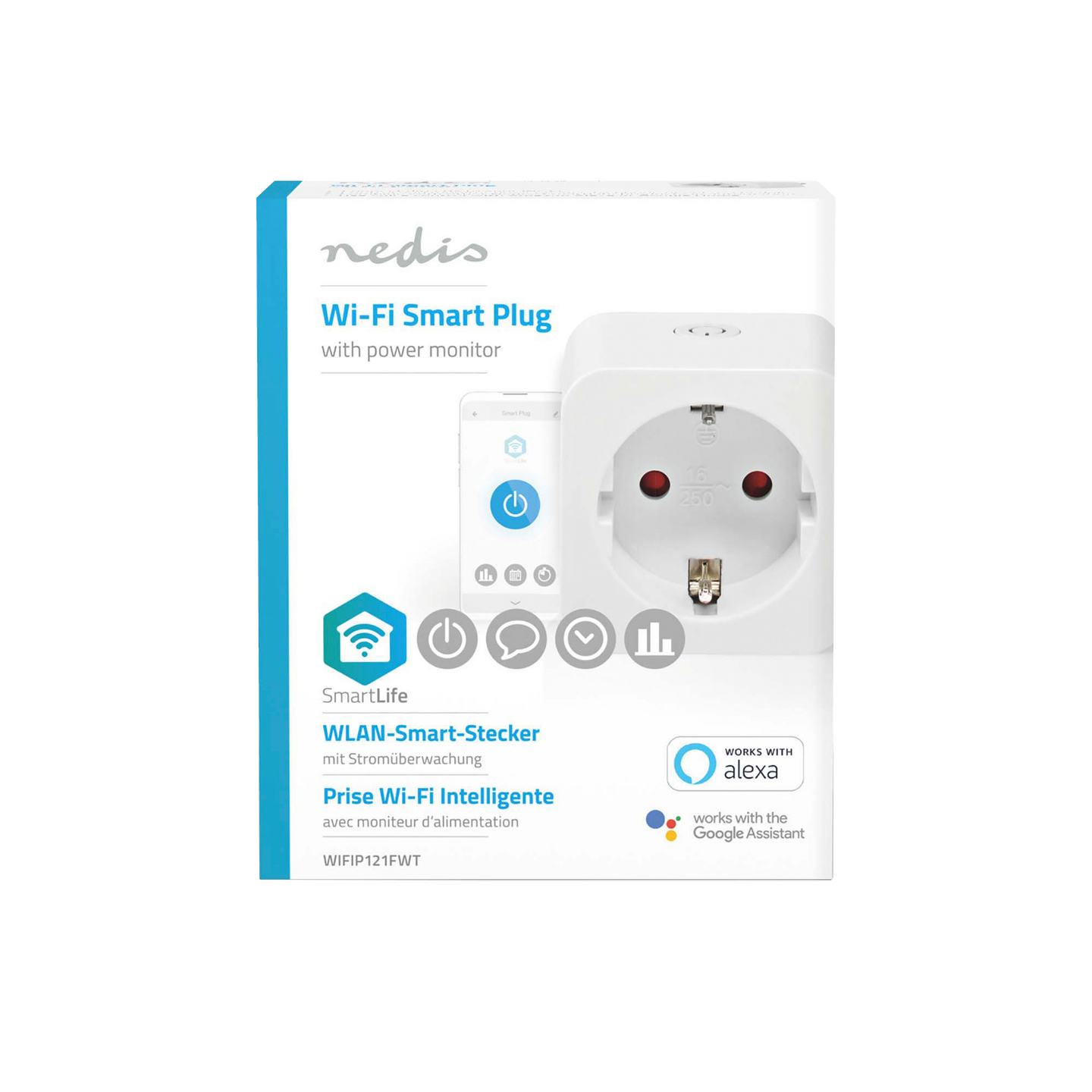 Älypistorasia Nedis SmartLife Wi-Fi Virtamittari 3680 W Type F (CEE 7/3)