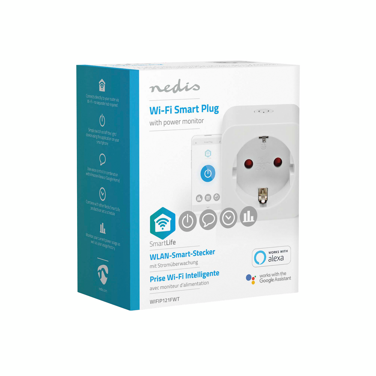 Älypistorasia Nedis SmartLife Wi-Fi Virtamittari 3680 W Type F (CEE 7/3)