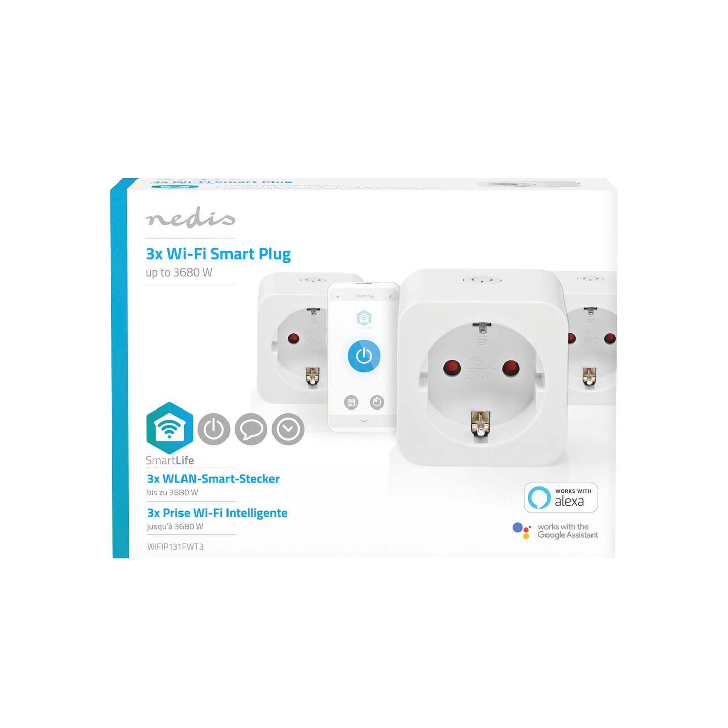 Älypistorasia Nedis SmartLife Wi-Fi 3 kpl 3680 W Type F (CEE 7/3) -10 - 45 °C