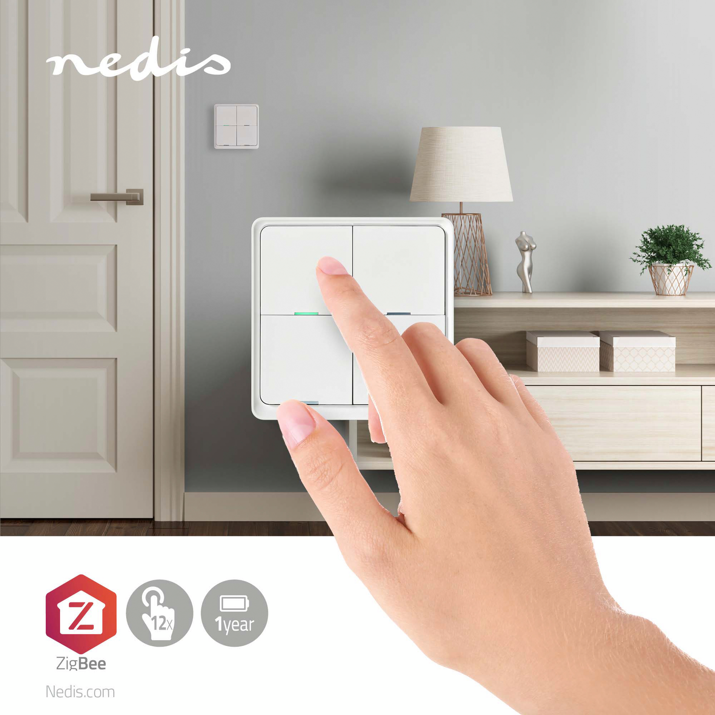 Seinäkytkin Nedis SmartLife Zigbee 3.0 seinäkiinnitys