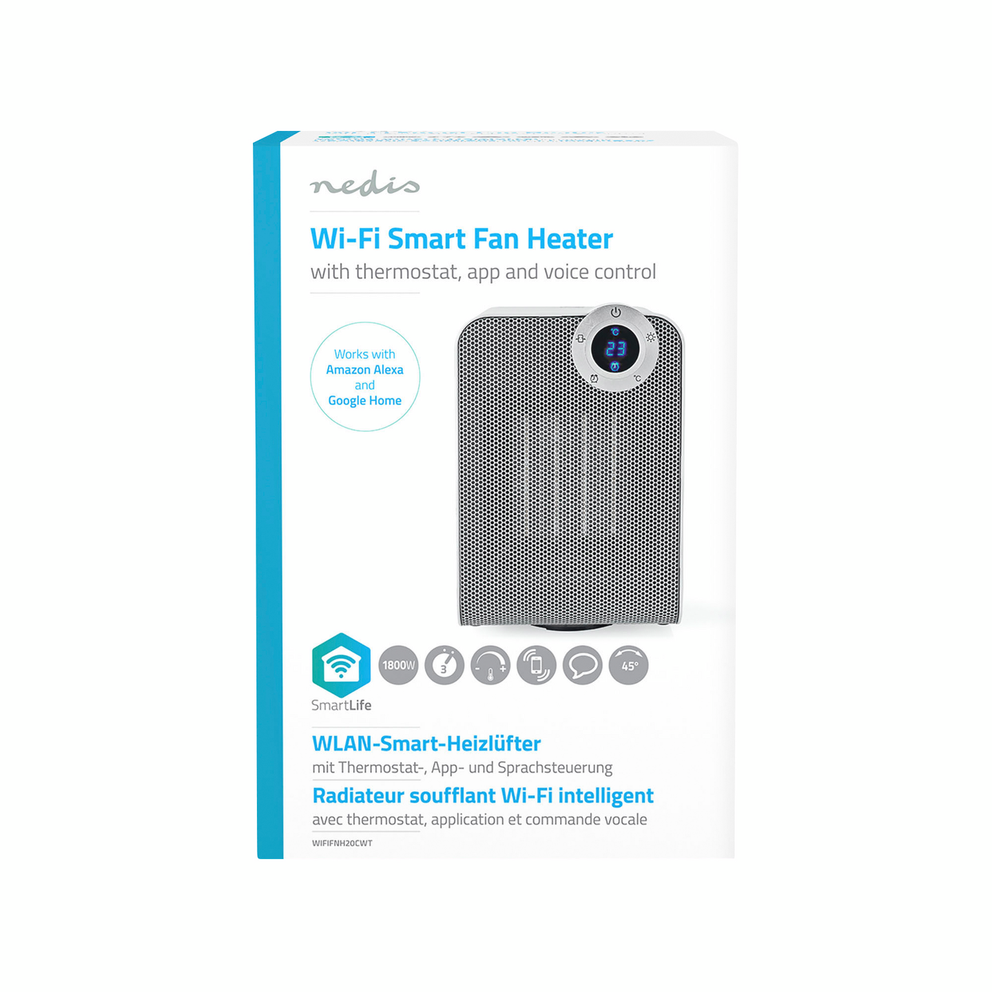 Lämpöpuhallin Nedis SmartLife Wi-Fi Kompakti 1800W 3 lämpöasetusta