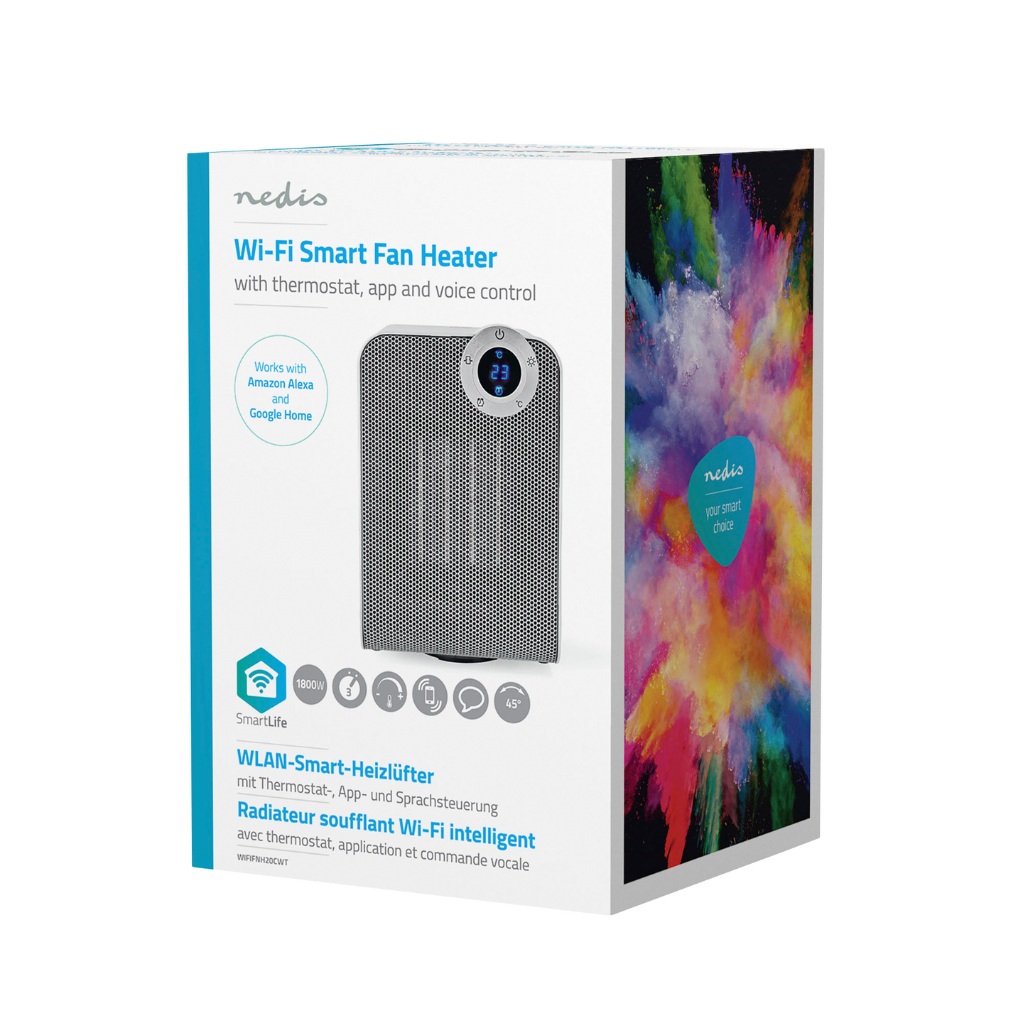 Lämpöpuhallin Nedis SmartLife Wi-Fi Kompakti 1800W 3 lämpöasetusta