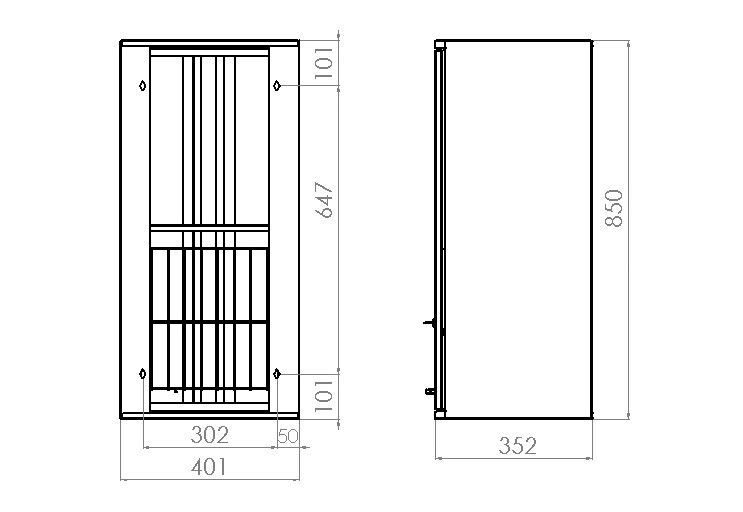 Pyykkikaappi Polaria PYK 400 oikea yläkaappi
