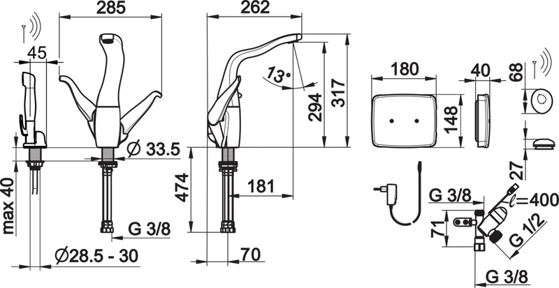 Keittiöhana Oras Alessi 8227F  Swan pesukoneventtiili Bidetta Smart