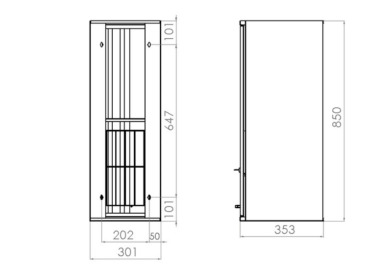 Pyykkikaappi Polaria PYK 300 oikea yläkaappi