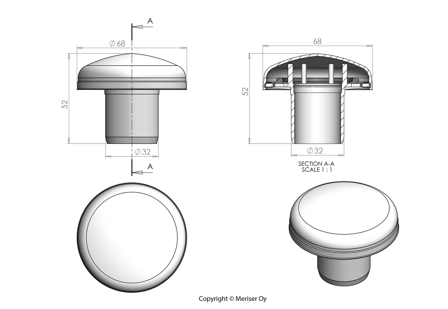 Alipaineventtiili Merika 32mm