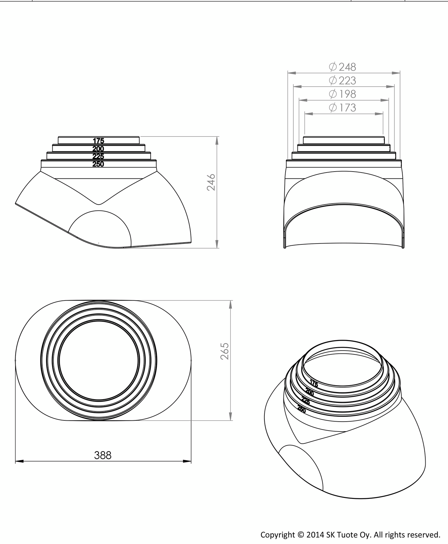 Putki- ja pollarikaulus VILPE XL-piippukumi 175-250