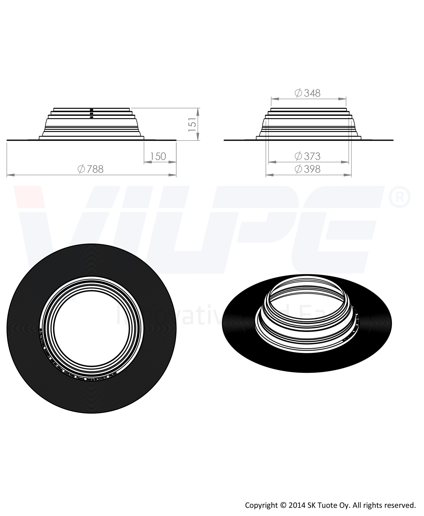 Huopakaton tiiviste VILPE Felt 8 350-400mm