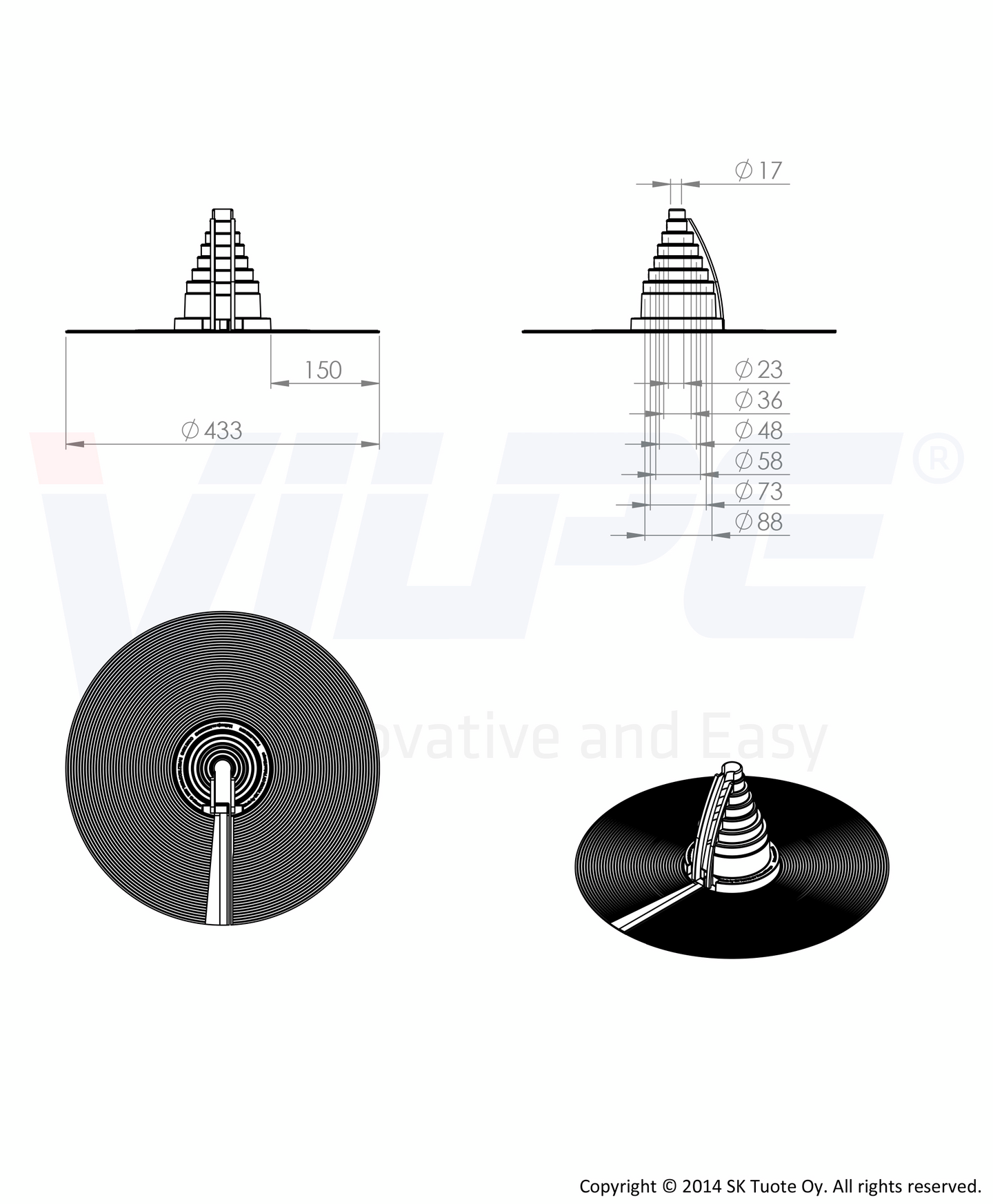 Huopakaton kumitiiviste VILPE R-Felt 19-90mm sarja