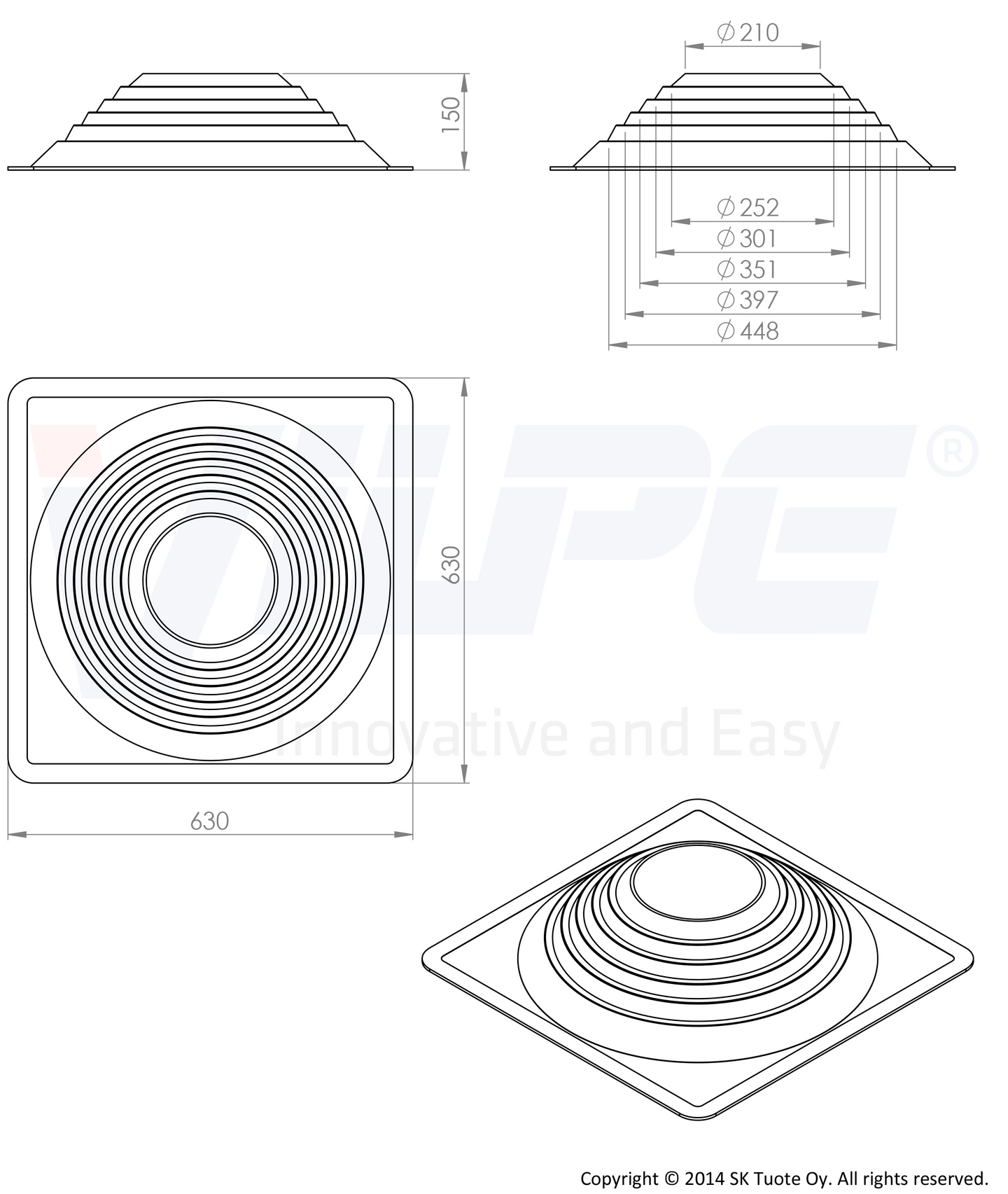 Läpivientitiiviste VILPE Roofseal NO-6/9 260-460 Roofseal