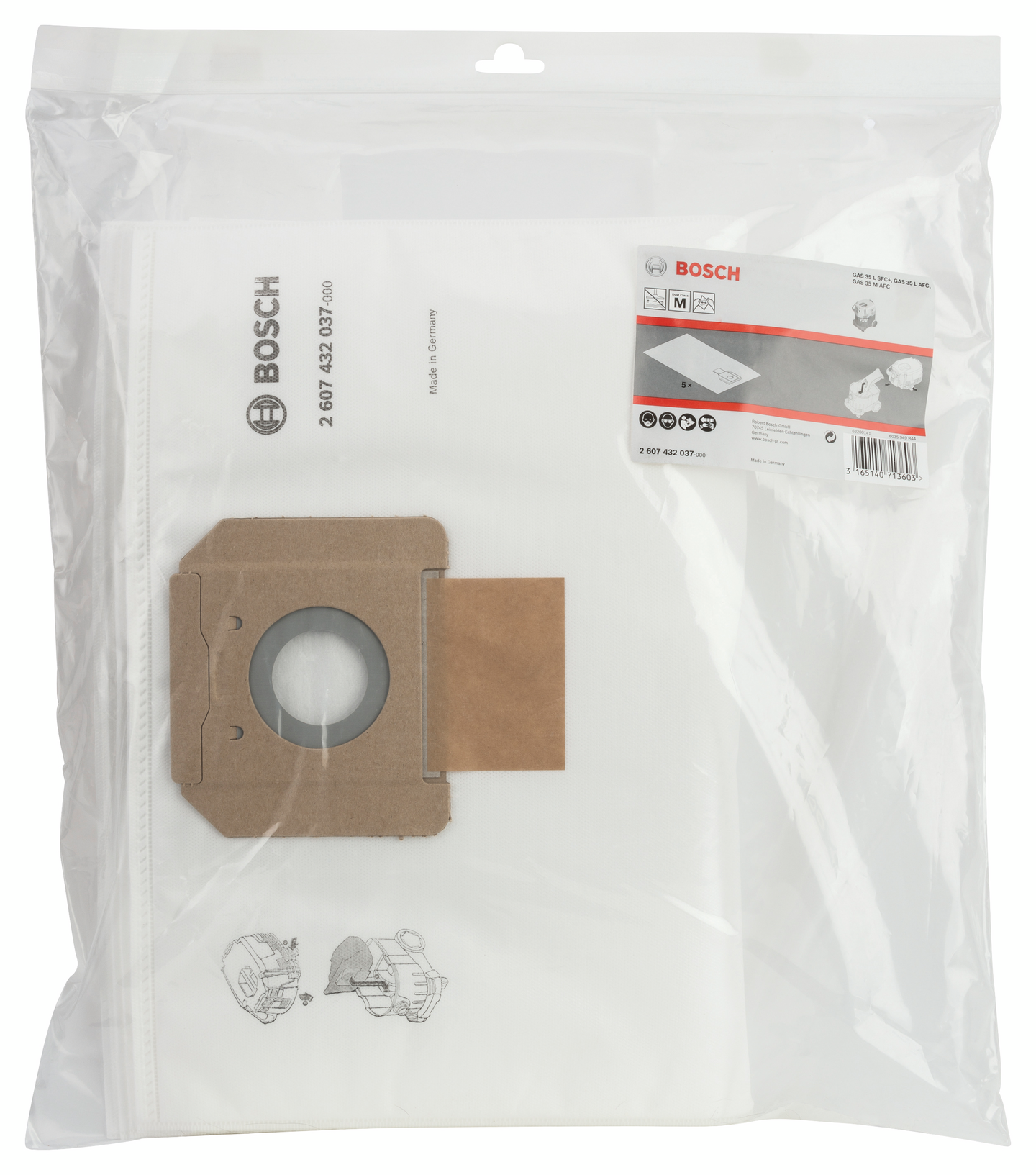 Pölypussi Bosch fleece GAS 35 5 kpl