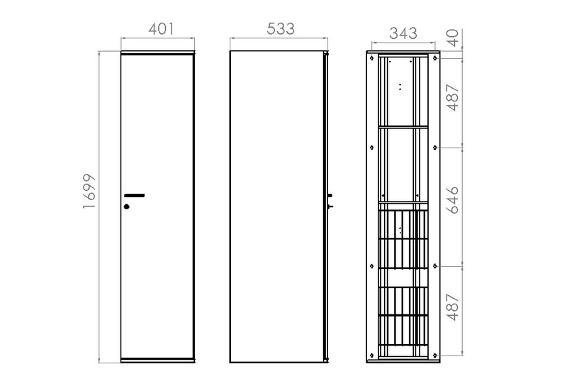 Pyykkikaappi Polaria PYK 400/S530 oikea 2 koria valkoinen