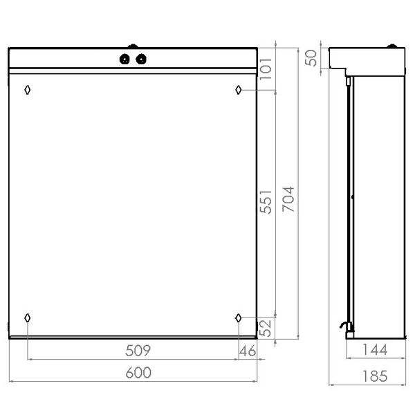 Valaisinpeilikaappi Polaria VPK-S 600 oikea VVS valkoinen