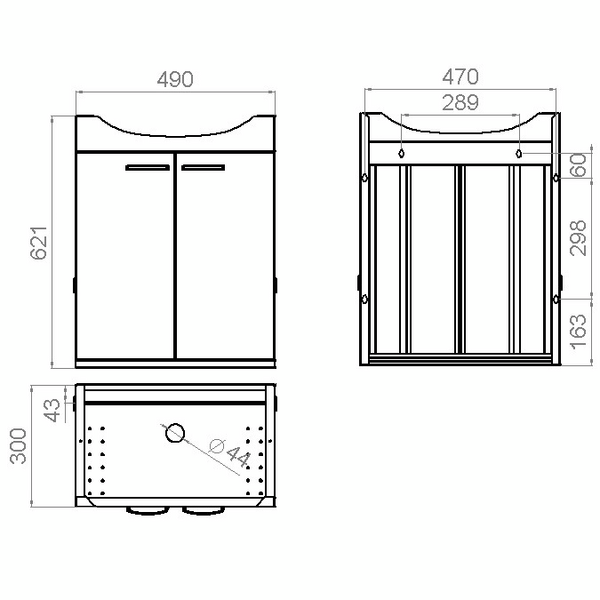 Allaskaappi Polaria AK 11164 IDO Glow 11164 -pesualtaalle