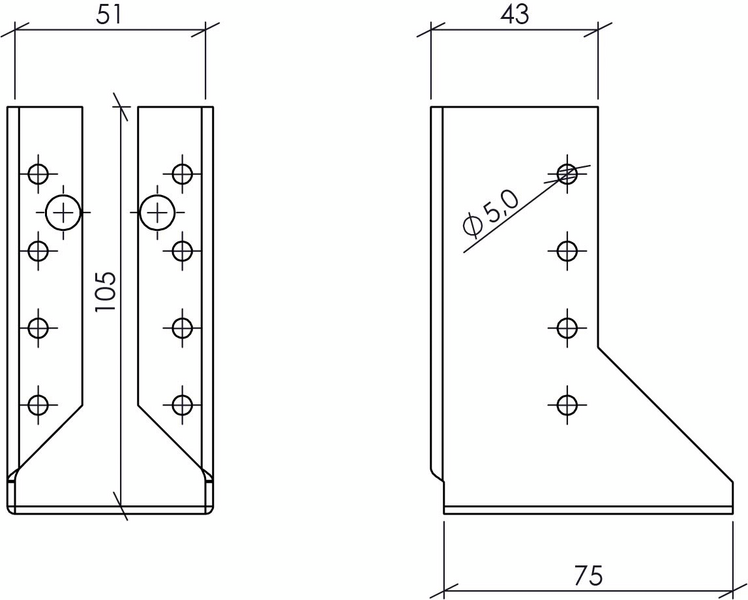 Palkkikenkä Paslode sisäpuolinen 51x105mm 107-157mm palkille 211430