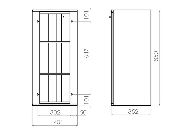 Hyllykaappi Polaria HYK 400 vasen yläkaappi
