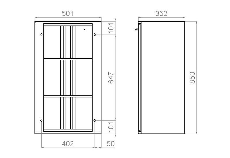 Hyllykaappi Polaria HYK 500 vasen yläkaappi