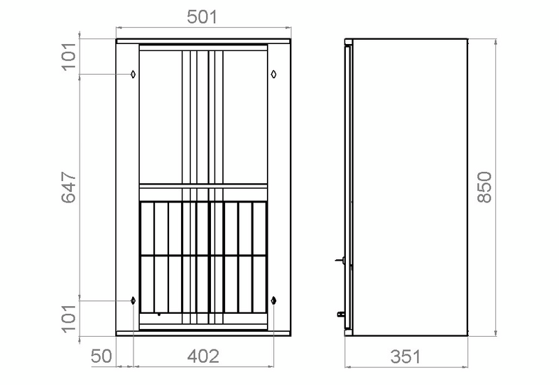 Pyykkikaappi Polaria PYK 500 oikea yläkaappi