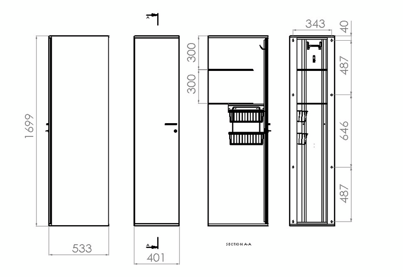 Siivouskaappi Polaria SIK 400/S530 vasen