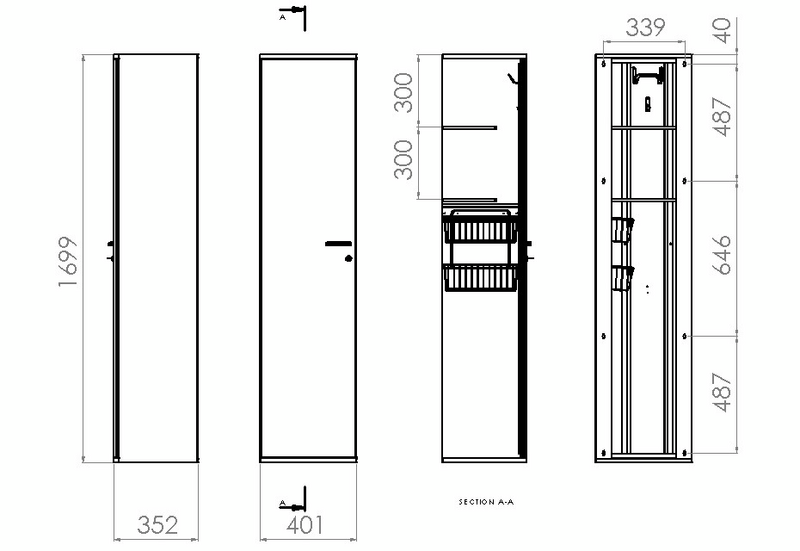 Siivouskaappi Polaria SIK 400 oikea salpa