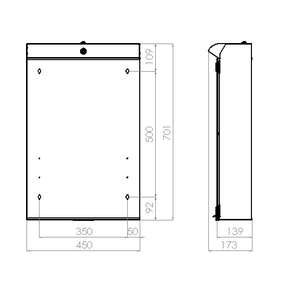 Valaisinpeilikaappi Polaria Lumena led-valo 450 oikea VVS valkoinen