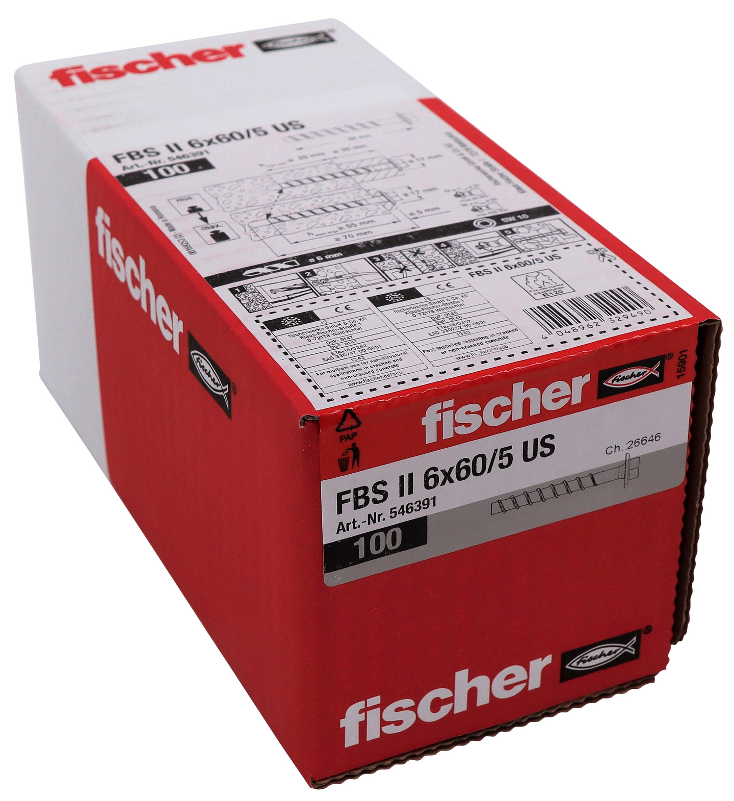 Betoniruuvi Fischer FBS II 6x60/5US 100kpl