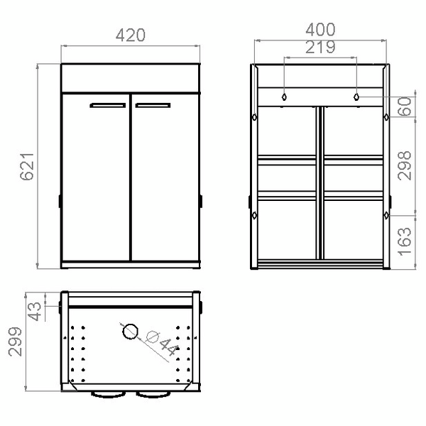 Allaskaappi Polaria AK 11163 IDO Glow 11163 -pesualtaalle
