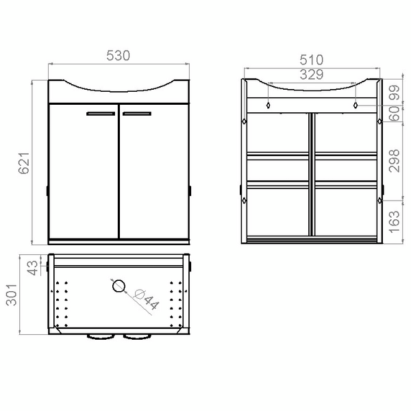 Allaskaappi Polaria AK 11166 IDO Glow 11166 -pesualtaalle