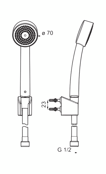 Käsisuihkusetti Oras Apollo 532 70mm