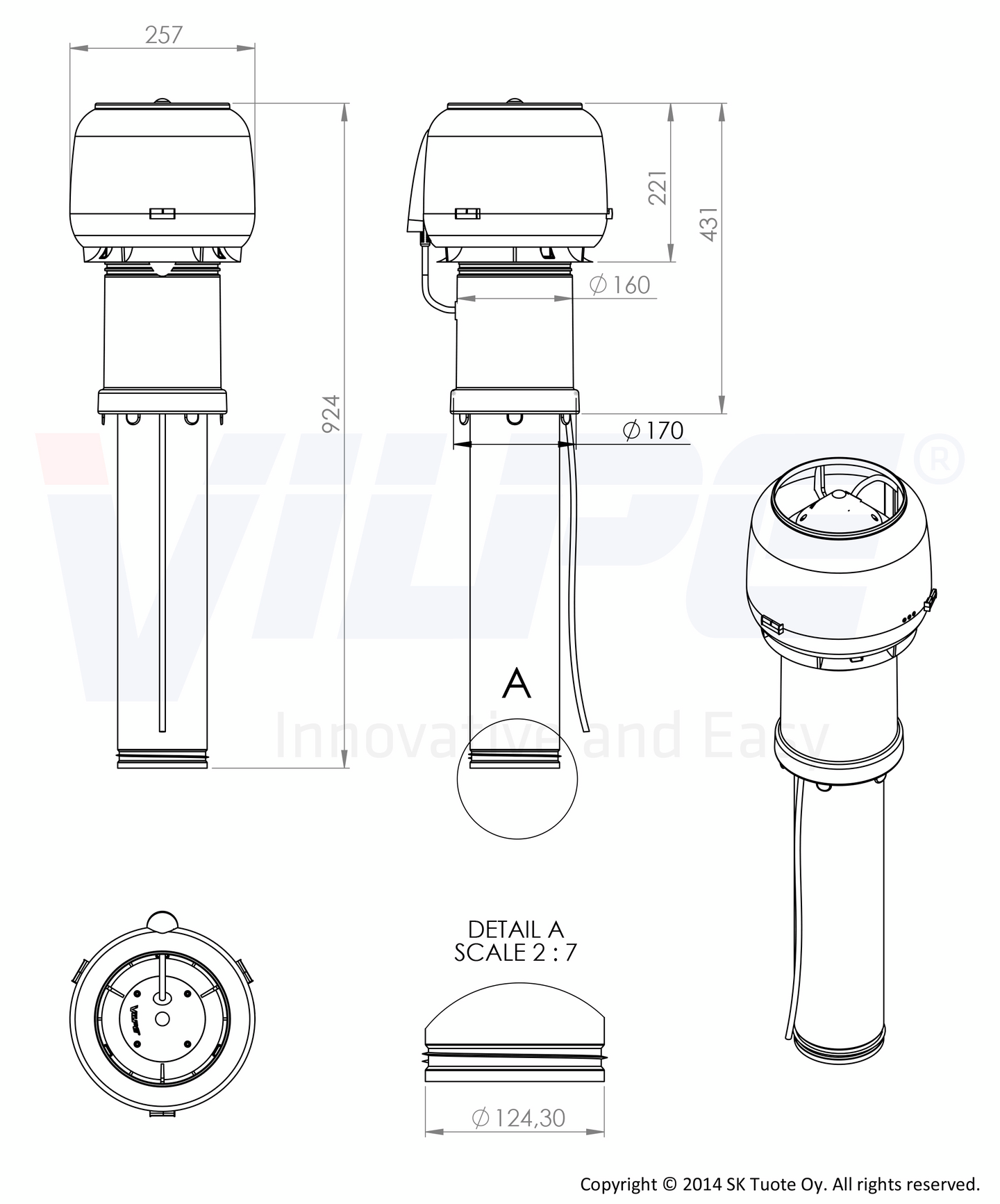 Huippuimuri VILPE kartio E120C/125/400 ruskea