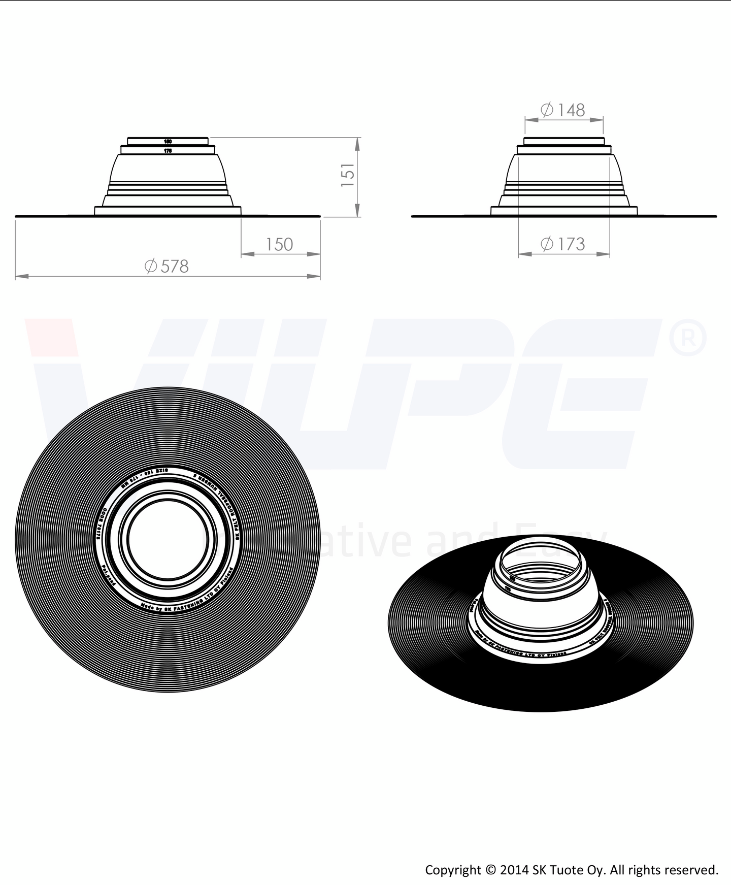 Huopakaton tiiviste VILPE Felt 5 150-175mm