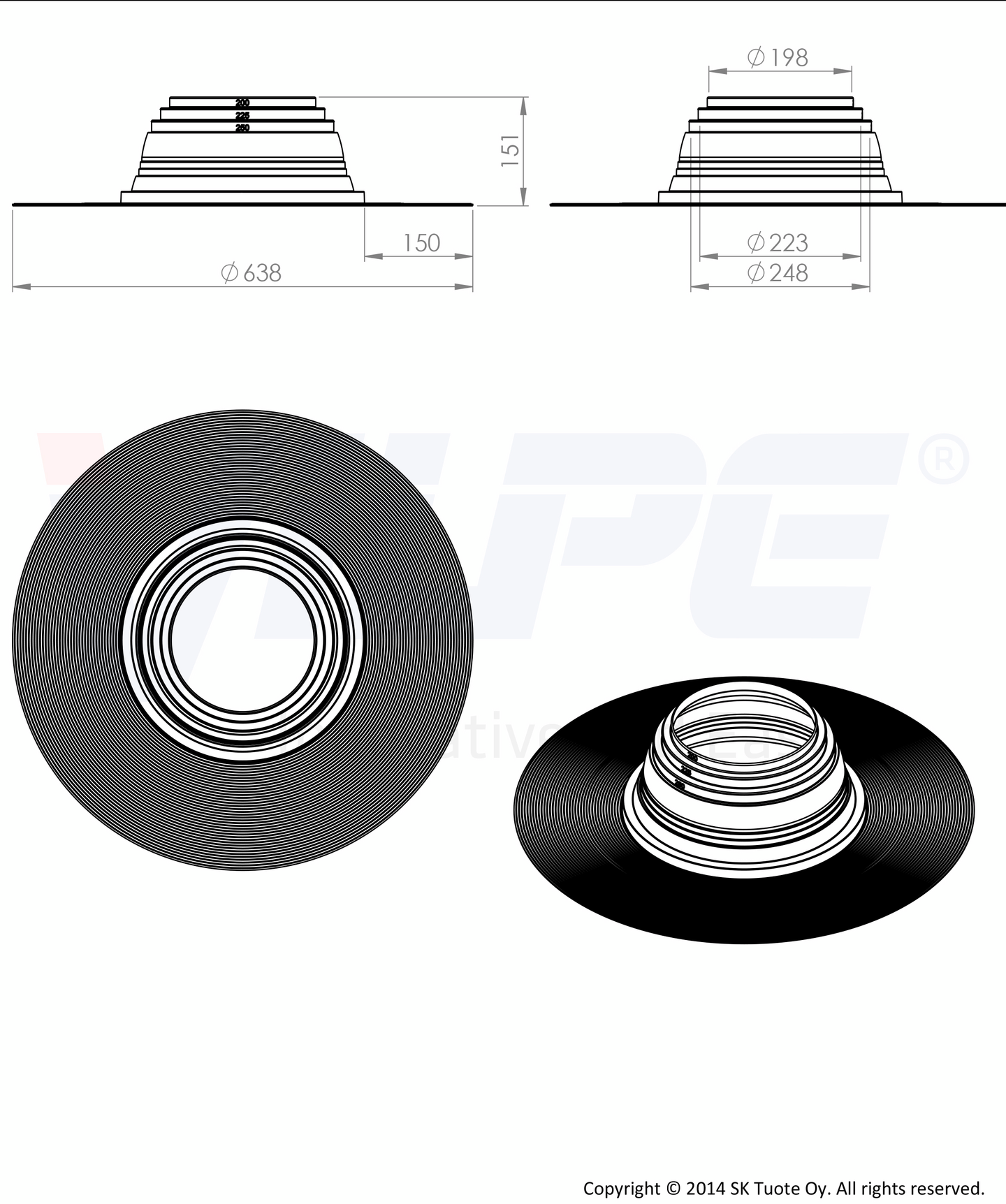 Huopakaton tiiviste VILPE Felt 6 200-250mm