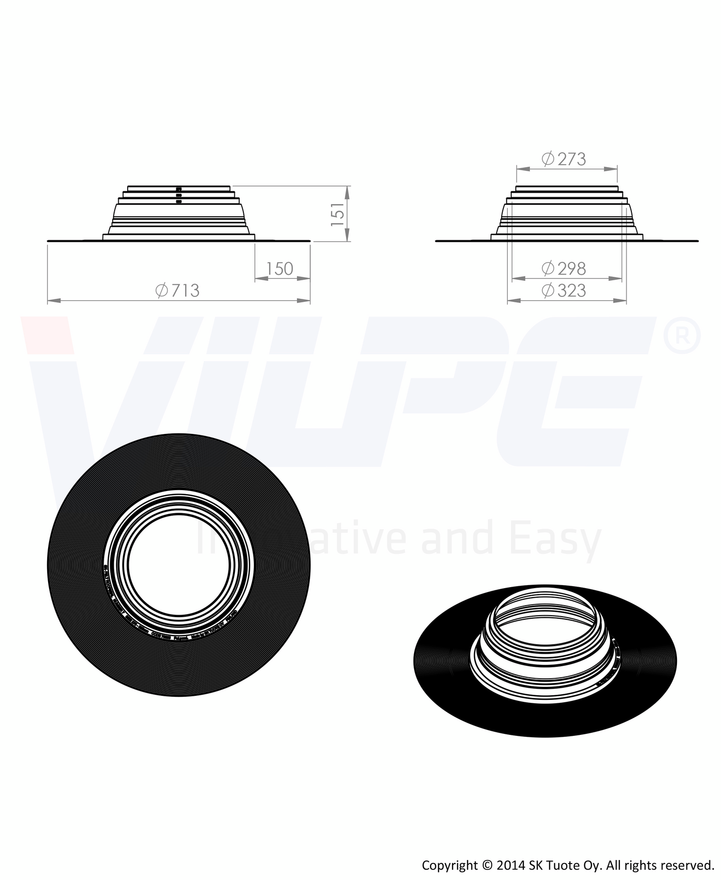 Huopakaton tiiviste VILPE Felt 7 275-325mm