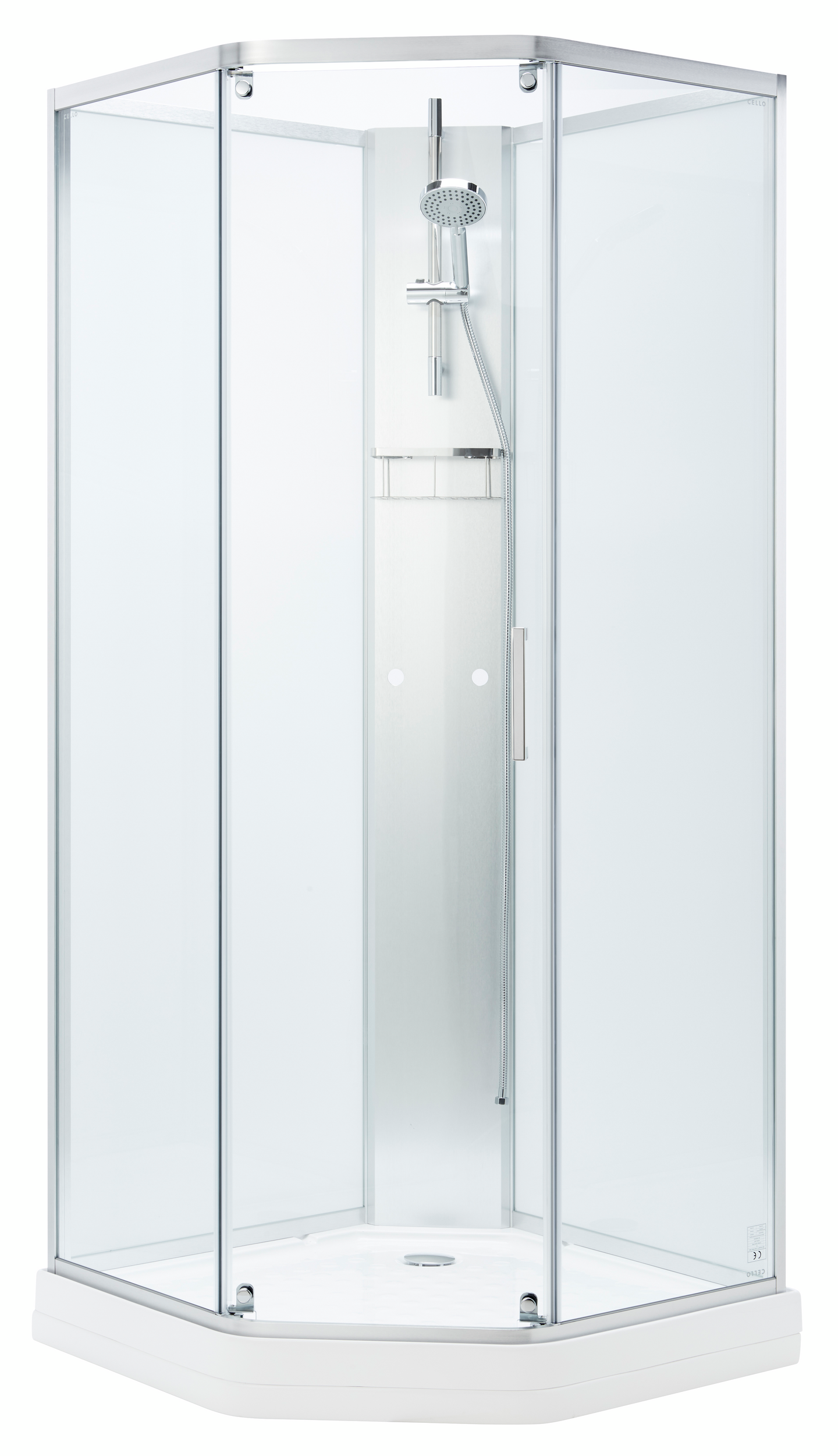 Suihkukaappi Cello Ocean 90x90cm kirkas lasi/harjattu profiili