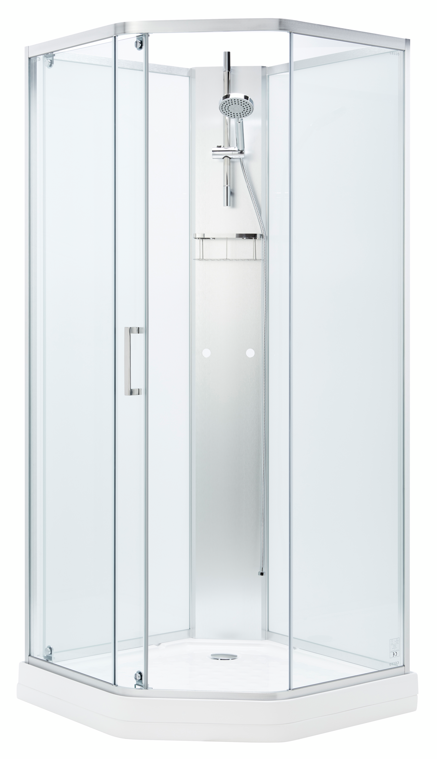 Suihkukaappi Cello Ocean 90x90cm kirkas lasi/harjattu profiili