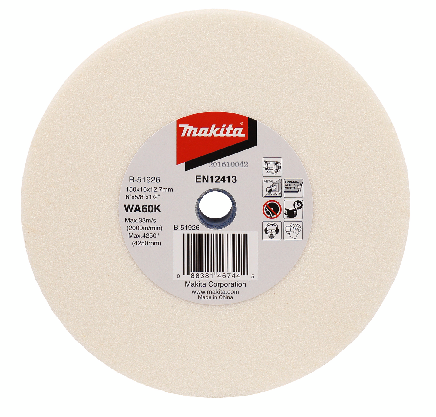 Hiomakoneen laikka Makita 150x16x12,7mm WA60K keskikarkea