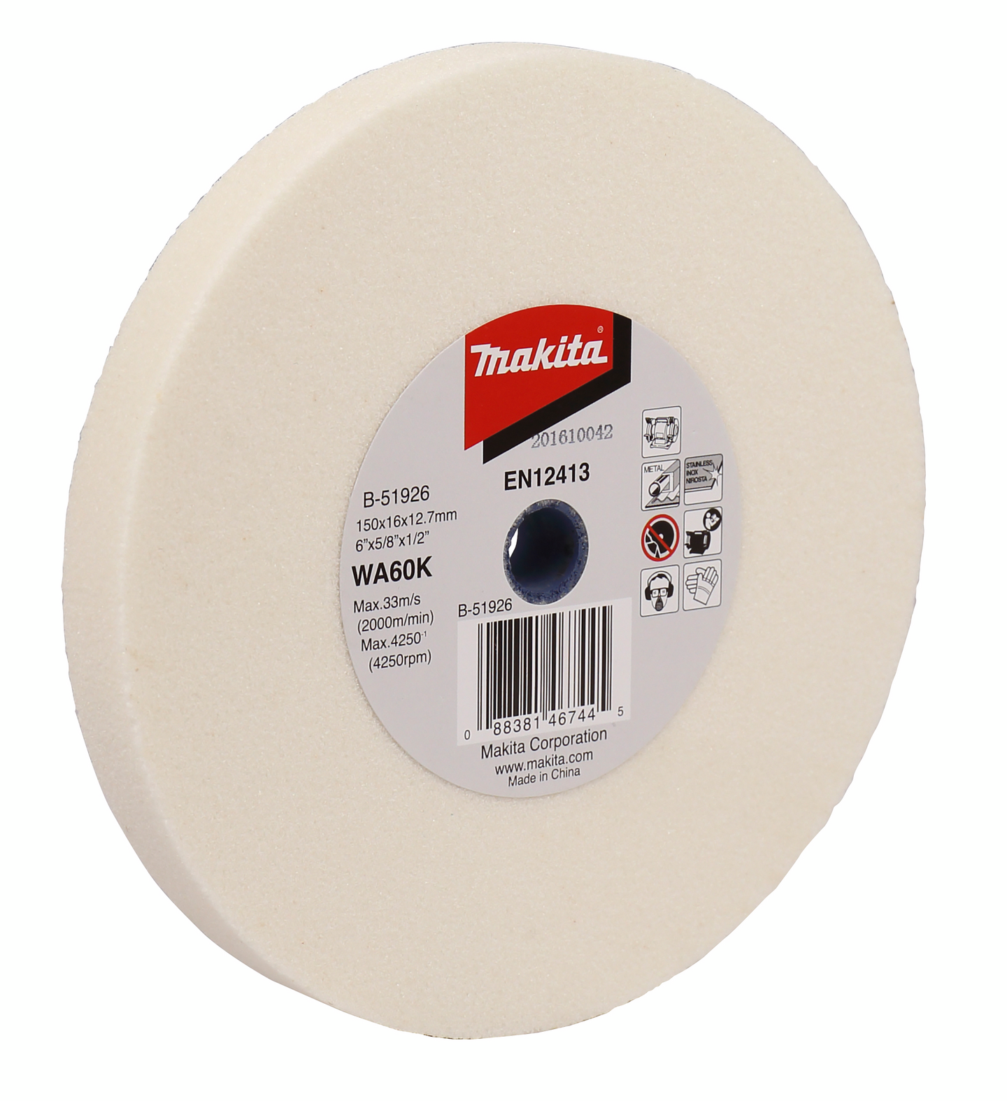 Hiomakoneen laikka Makita 150x16x12,7mm WA60K keskikarkea
