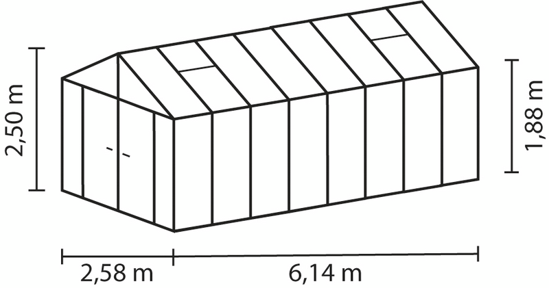 Kasvihuone Vitavia Poseidon 15700 karkaistu lasi kennolevy