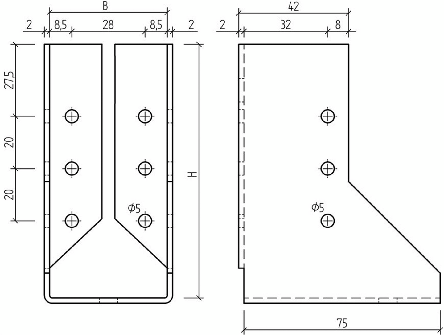 Palkkikenkä Paslode sisäpuolinen 48x96mm 98-145mm palkille 212378