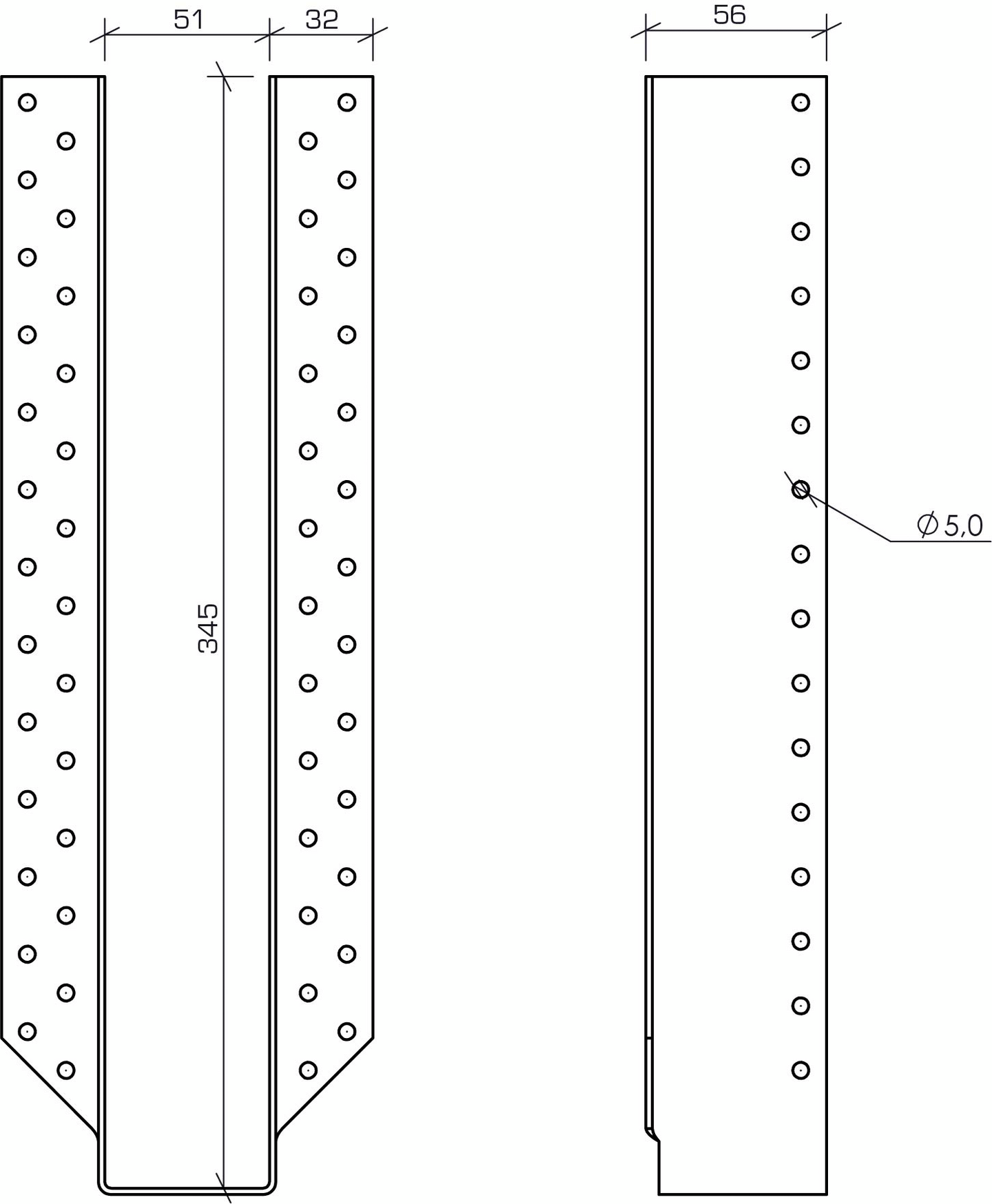 Palkkikenkä Paslode ulkopuolinen 51x345mm 345-450mm palkille 210922