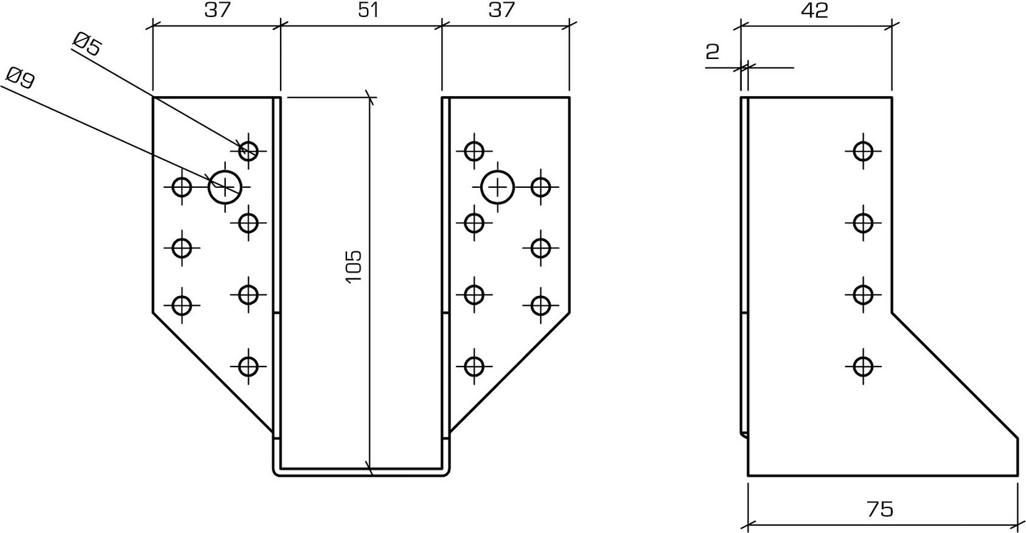 Palkkikenkä Paslode ulkopuolinen 51x105mm 107-142mm palkille rst 210064