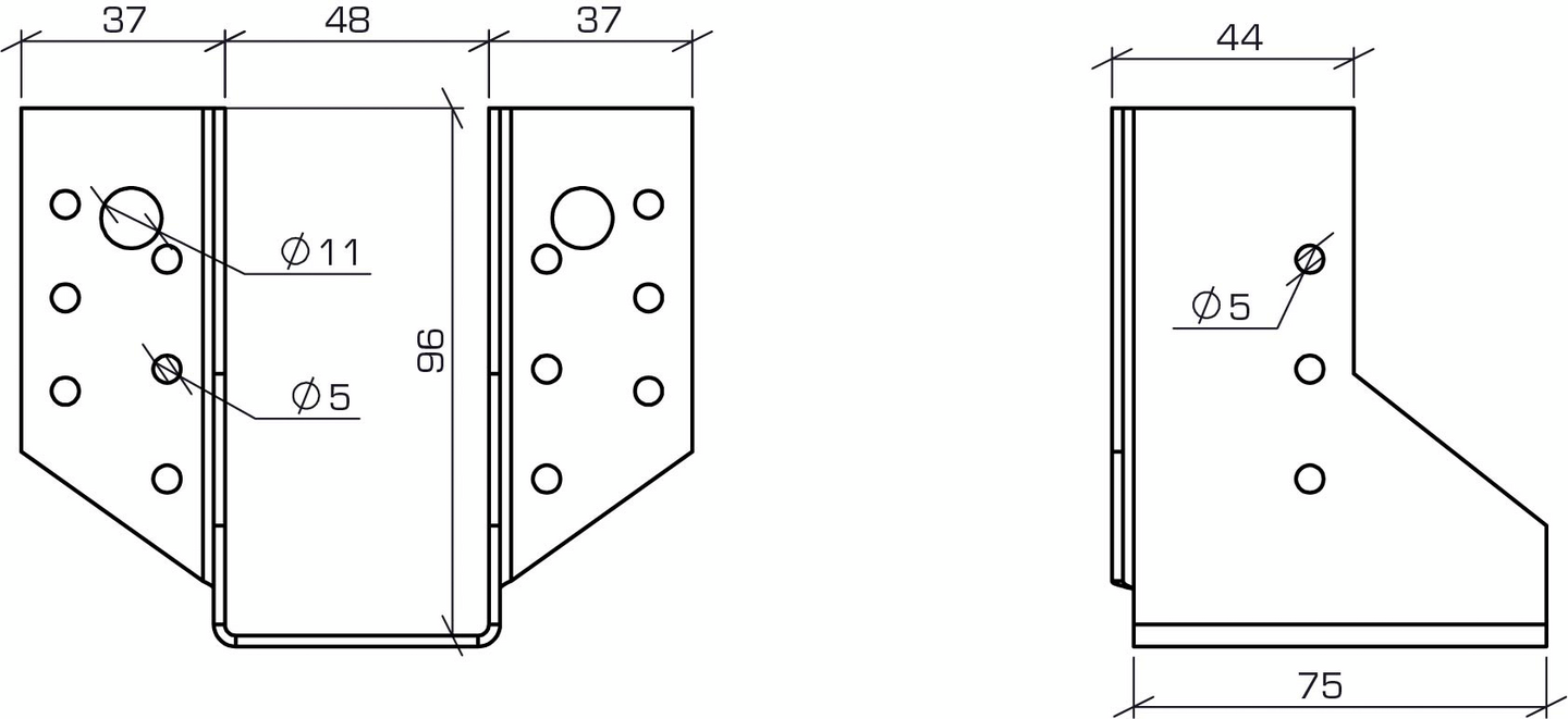 Palkkikenkä Paslode ulkopuolinen 48x96mm 98-133mm palkille rst 210063