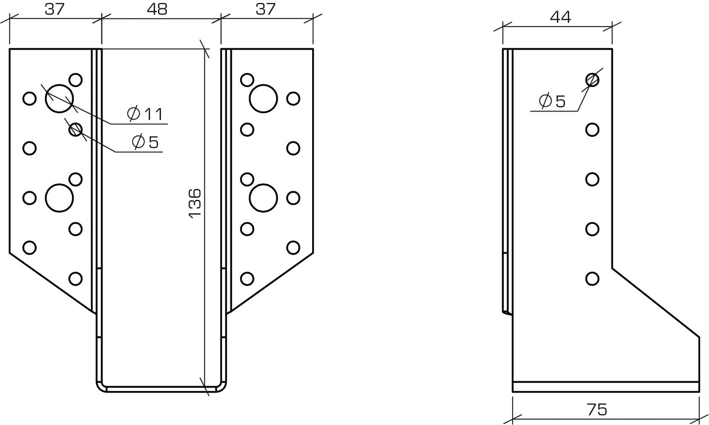 Palkkikenkä Paslode ulkopuolinen 48x136mm 138-173mm palkille rst 210059