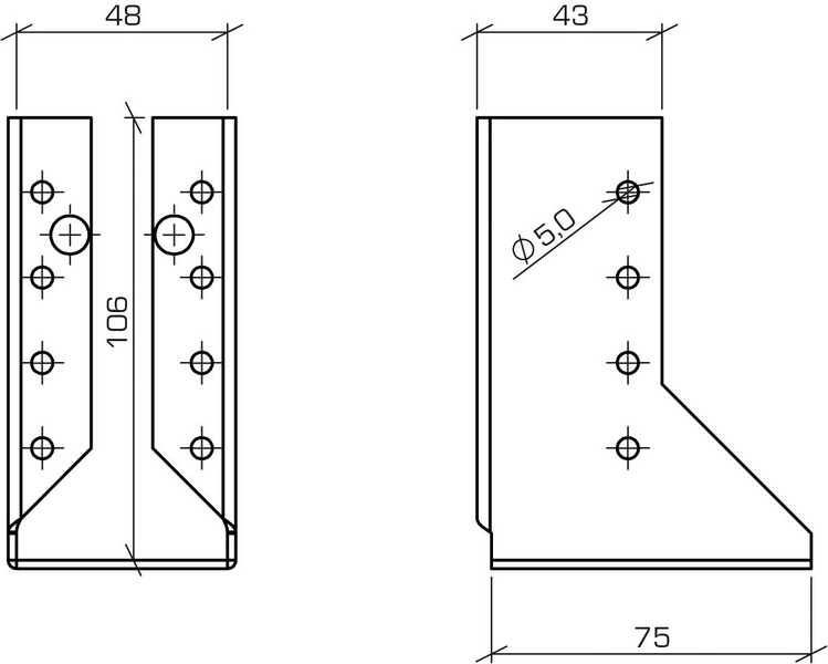 Palkkikenkä Paslode sisäpuolinen 48x106mm 108-155mm palkille 210024