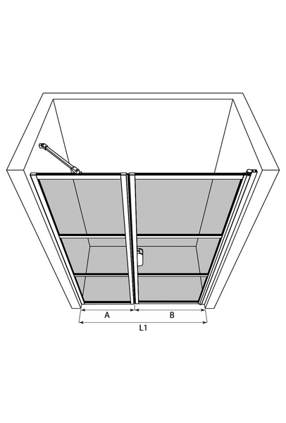 Tilanjakaja Bläk 745 Tokyo kiinteä ja kääntyvä seinä 909x907x1950mm musta