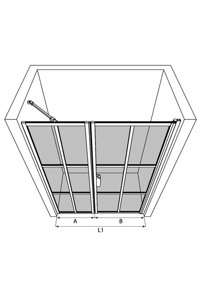 Tilanjakaja Bläk 750 Paris kiinteä ja kääntyvä seinä 709x807x1950mm musta