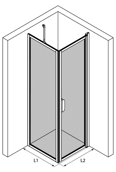 Suihkunurkka Bläk 755 New York kiinteä ja kääntyvä seinä 919x717x1950 valkoinen
