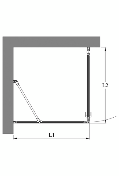 Suihkunurkka Bläk 755 New York kiinteä ja kääntyvä seinä 719x917x1950 valkoinen