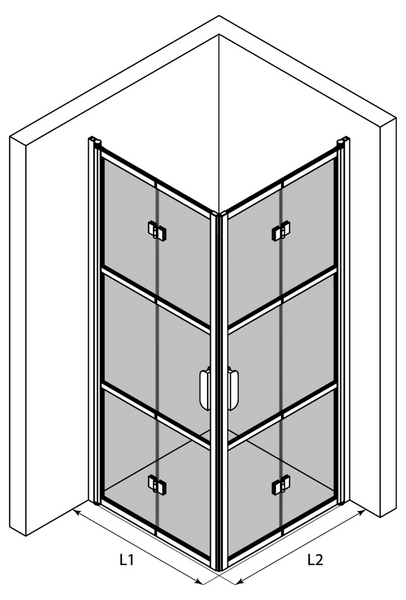 Suihkunurkka Bläk 89A Tokyo taittuvilla ovilla 802x802x1950mm valkoinen