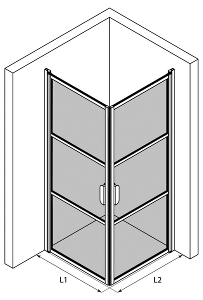 Suihkunurkka Bläk 762 Tokyo kahdella kääntyvällä ovella 717x717x1950mm musta